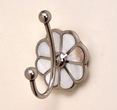 Double End Mother of Pearl Silver Brass Wall Hook